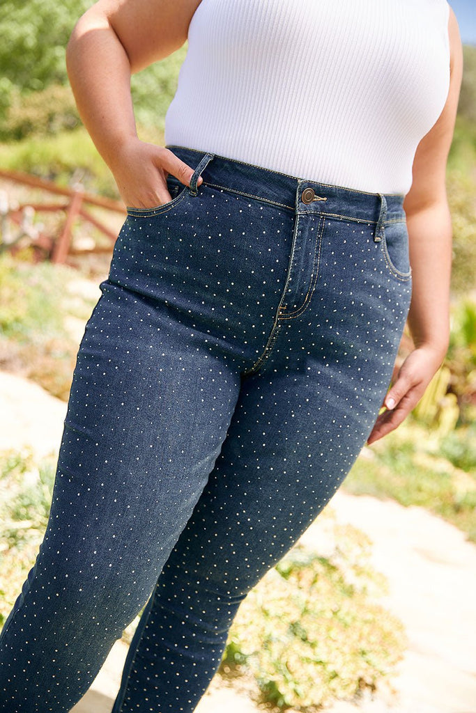 Westport 5 Pocket High Rise Rhinestone Skinny Jeans - Plus